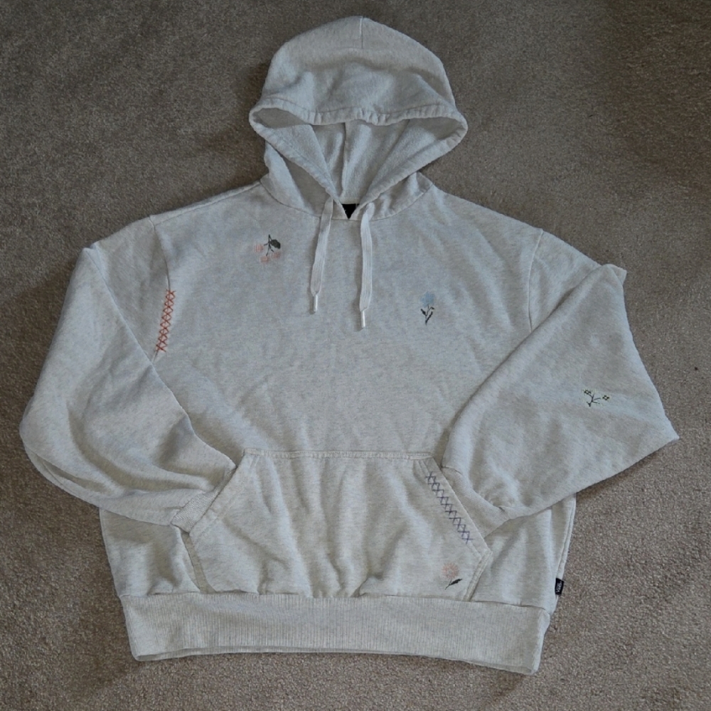 Vans Light Gray Hoodie with Embroidered Accents